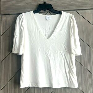 V-Neck Short Sleeve Women’s Top in White